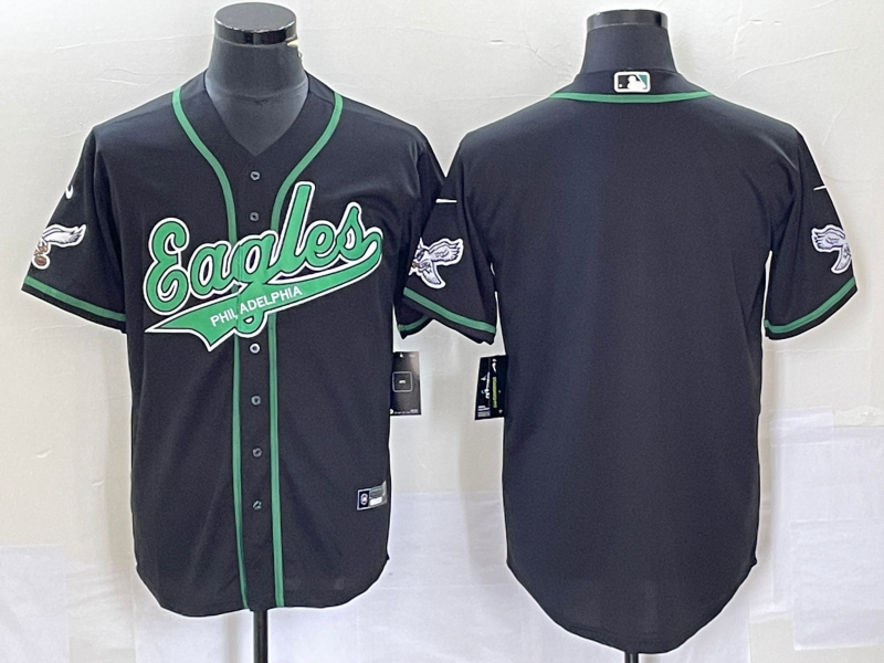 Philadelphia Eagles Blank Black Cool Base Stitched Baseball Jersey